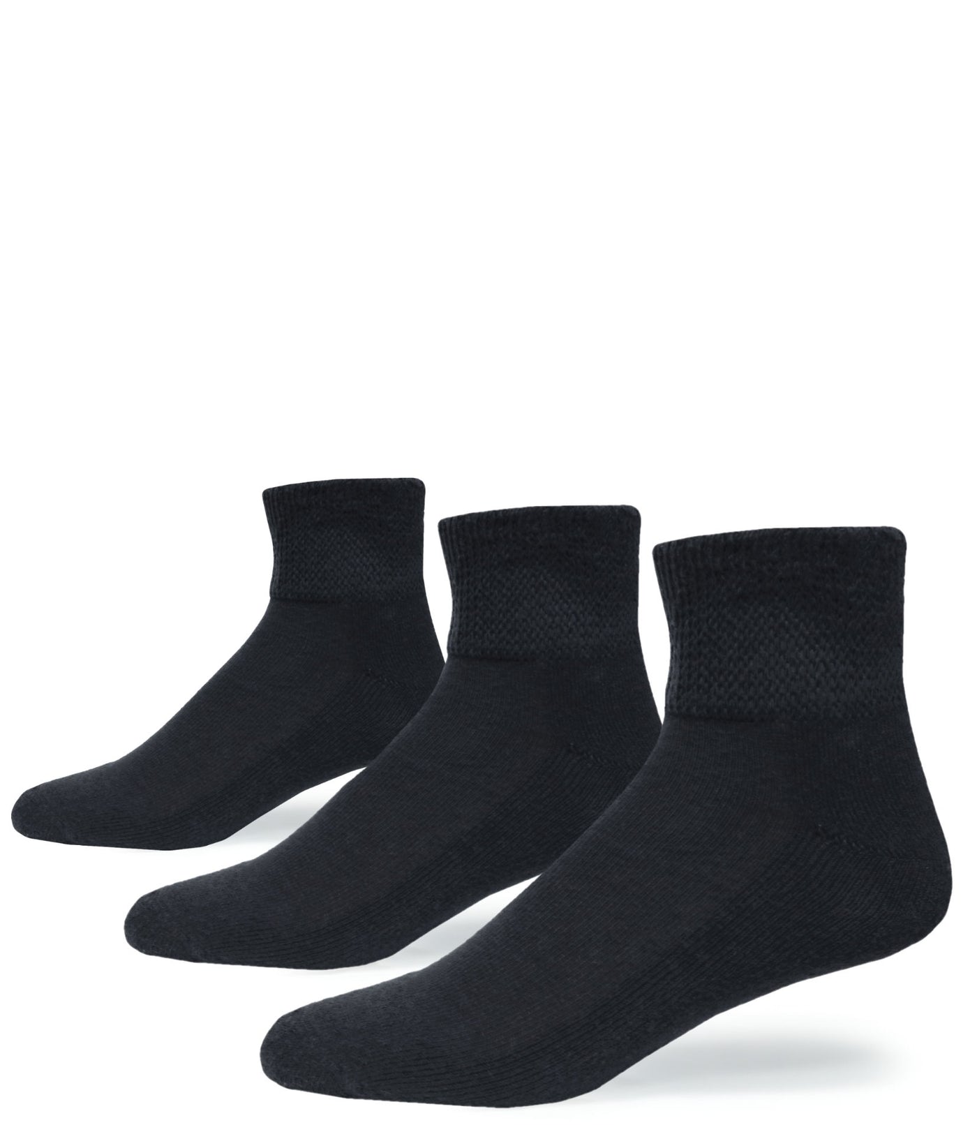 Diabetic Cotton Foot Comfort Black Quarter USA Socks 3 Pairs