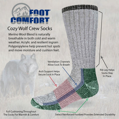 Foot Comfort Cozy Wolf Heavyweight Boot Socks